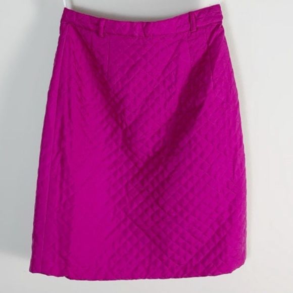 Vintage 90s silk quilted skirt. 1990s magenta pink statement skirt. waist 29" - Picture 3 of 7